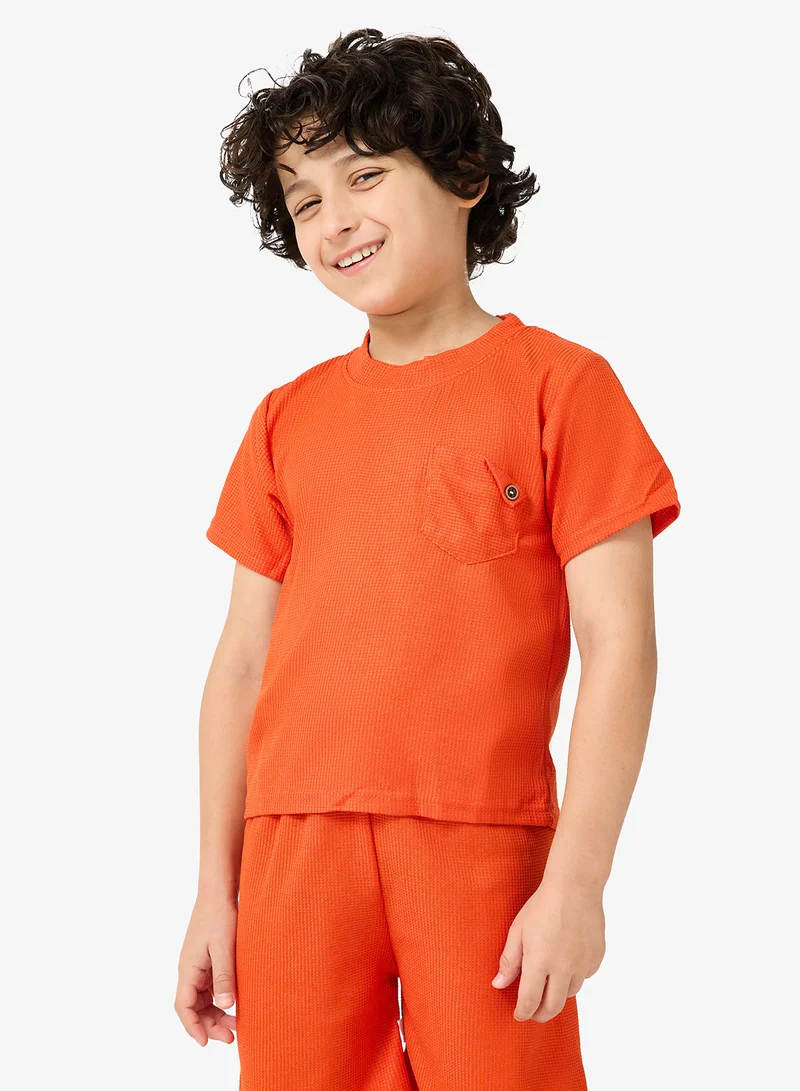 Pinata  Orange Pocket Tshirt Short Set for Men | Best Price UAE